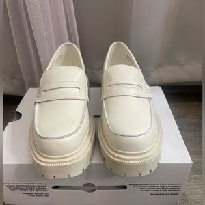 White chunky loafers